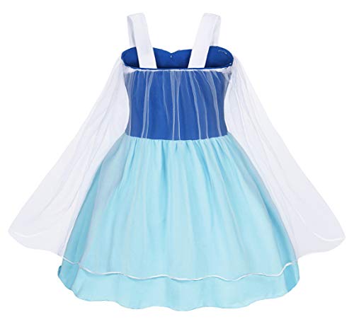 Cotrio Elsa Dress Baby Girls Princess Dresses Toddler Kids Halloween Costumes Outfits Child Themed Birthday Party Fancy Clothes with Cape Size 3T (2-3 Years, Blue, 100)