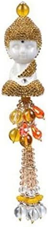 Golden Sakyamuni Ceramics Buddha Car Hanging Decor Ornament Rearview Mirror Rhinestones Pendant