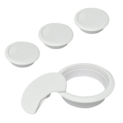 80mm(3.15 inch) Desk Cable Wire Grommet, 4Pcs White Desk Grommet Cord Cable, Desk Table Grommet Cable Tidies for Home and Office Table Surface Port Hole Covers