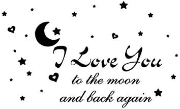 I Love You to The Moon and Back Again Wall Decals Removable Wall Sticker for Home Decor (36.8''x22.8'')
