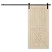 SmartStandard 42in x 84in Sliding Barn Wood Door Pre-Drilled Ready to Assemble, DIY Unfinished Solid Spruce Wood Panelled Slab, Interior Single Door Only, Natural, Single X-Frame (Fit 8FT Rail)