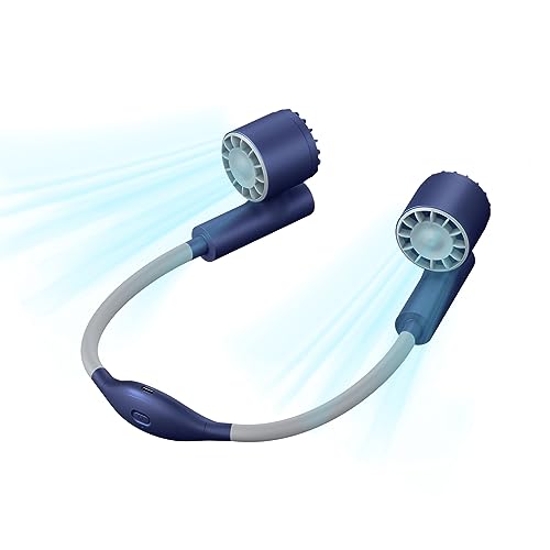 CIVPOWER Portable Neck Fan, 2400mAh Battery Rechargeable Personl No Handheld Cooling Neck Fan, 360° Adjustable, 3 Speeds Wearable Neck Fan, USB Hanging Around Neck Fan for Indoor/Outdoor Travel