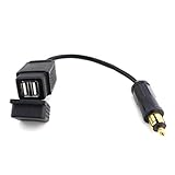 Eriding Dual USB Charger Power Adapter with for BMW Powerlet Din Hella Socket Plug 6'' Cable for Motorcycle