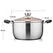 6 Quart Stock Pot with Lid, P&P CHEF Stainless Steel Cooking Pot Stockpot for Soup and Pasta, Heat-proof Handle & Glass Lid, Dishwasher Safe & Non Toxic
