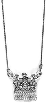AyA FashionSilver Oxidised German Silver Long Necklace for Women