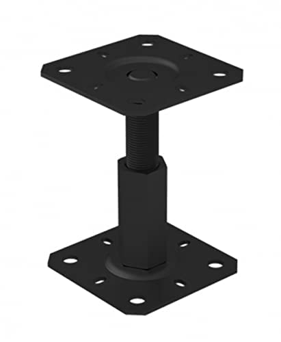 Heavy Duty Black Cataphoresis Adjustable 100-150mm Elevated Post Base Support for Pergola Terrace Gazebo (100mm x 100mm)