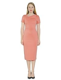 Marycrafts vestido Midi tipo lápiz de mangas cortas, de oficina, para mujer