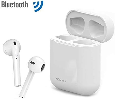 nikoko Wireless Headphones HiFi Sound Noise Cancelling Earphones Built-in Microphone Compatible with iOS Android-White