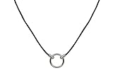 The durable classic bola leather eyeglass necklace with metal loop in Black & Silver