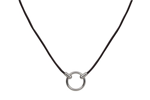 The durable classic bola leather eyeglass necklace with metal loop in Black & Silver