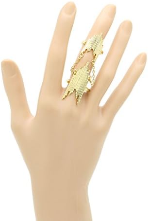 Gold armour knuckle chevron shape metal ring Fashion Jewelry FancyCharm