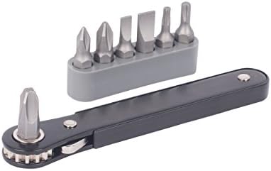 Premium Mini Magnetic Ratcheting Right Angle Close Quarter Screwdriver and Micro Ratchet and Bit Set - 1/4-Inch Drive