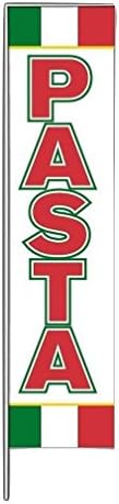 Pasta Rectangular Swooper Feather Flag Banner Kit: 16' Fusion Pole Set, Heavy Metal Ground Spike