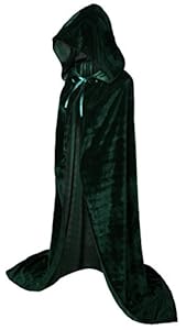 VGLOOK Full Length Hooded Cloak Long Velvet Cape for Christmas Halloween Cosplay Costumes 59