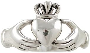 Taos Trading Rings Irish Friendship & Love Band Celtic Claddagh Ring in Sterling Silver, Sizes 5, 6, 7, 8, and 9, 2601
