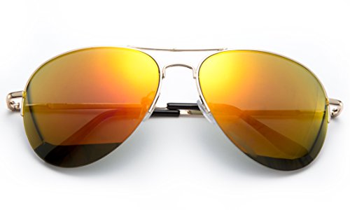 Newbee Fashion - "Dan" Metal Classic Spring Temple Hinge Half Frame Aviator Sunglasses