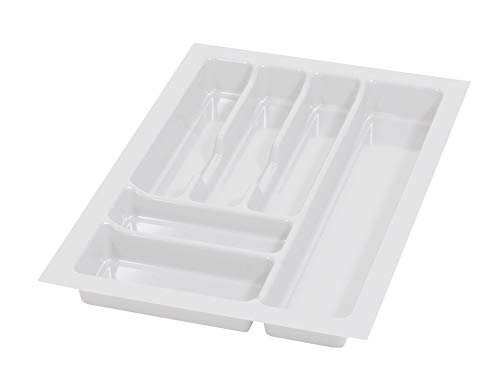 ALUSFERA Cutlery Tray for Drawers 40 cm - Cutlery Insert - Practical Drawers Organiser System - Cutlery Insert for Drawers - Drawer Separator - Drawer Organiser - 330 x 490 mm White