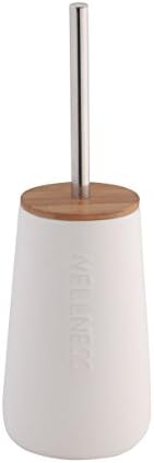 AxentiaToilet Brush Set Made of Dolomite, Grey with Bamboo and Stainless Steel Handle - Toilet Brush with Holder Standing - No Drilling - Toilet Brush and Container