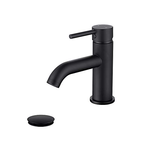 JAKARDA Single Handle Black Bathroom Faucet with Brass Drain Assembly