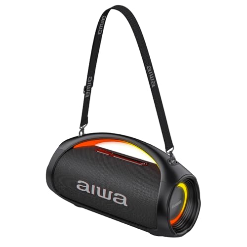 Aiwa Bocina Bluetooth Boombox 110W RMS AWS544BT con IPX6, Bluetooth 5.3, Multilink, Luces LED, Batería 6.5H, USB y AUX, Sonido Potente para Fiestas y Exteriores