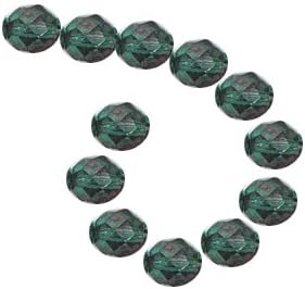 Teal Peacock Luster Czech Fire Polished Glass Facet Beads 6mm