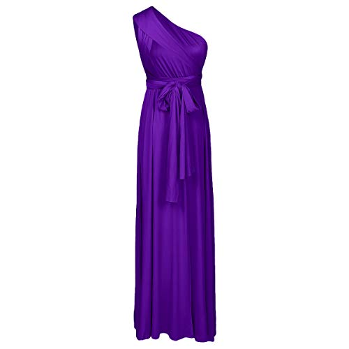 Women's Transformer Convertible Multi Way Wrap Long Prom Maxi Dress Halter V-Neck Wedding Bridesmaid Formal Evening Party Dress Casual Spaghetti Strap Criss Cross Backless Cocktail Gown Purple L
