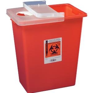 Kendall/Covidien Model#8980 Multipurpose Sharps Container w/Hinged Lid, 8 Gallon - Case