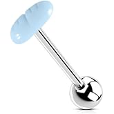 Zynova 14G Surgical Steel Pill Capsule Tongue Rings for Women Statement Tongue Piercing Barbell Screw Back Cartilage Earrings Studs Tongue Piercing Jewelry