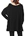 Allegra K Women's Scoop Neck Cut Out Shoulder Oversized Tunic Top XL Black