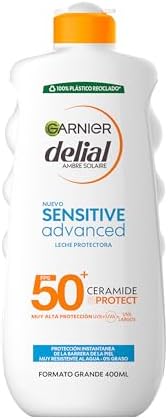 Garnier Delial Sensitive Advanced - Leite Solar para Pele Justa, Sensível e Intolerante ao Sol, Alta Proteção IP50+ - 400 ml