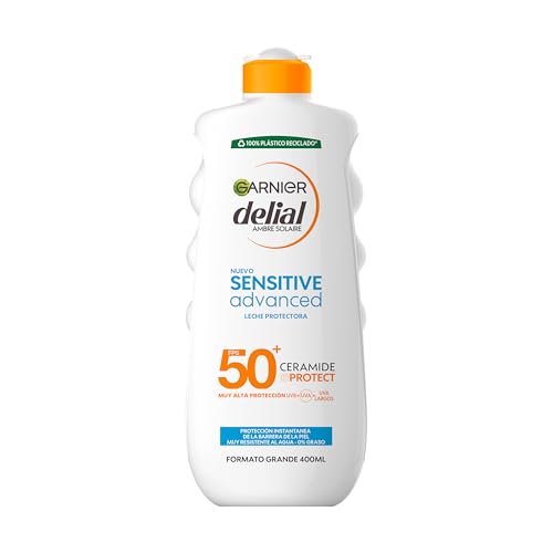 Delial Sensitive Advanced - Leche Solar para Pieles Claras, Sensibles e Intolerantes al Sol, Alta Protección IP50+ - 400 ml