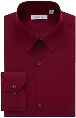 FAHIZO Men's Dress Shirt Long Sleeve Stretch Regular Fit Button Up Shirts,  Red, 18.5 Neck 36"-37" Sleeve price in UAE | Amazon UAE | kanbkam
