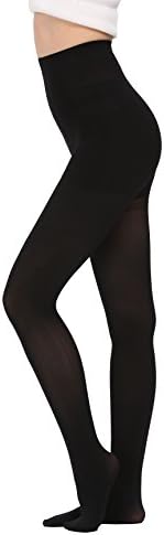 Aphro Women's Semi-opaque Footed Tights High Waisted Pantyhose Leggings 2-Pack Black Brown Grey Nude Beige