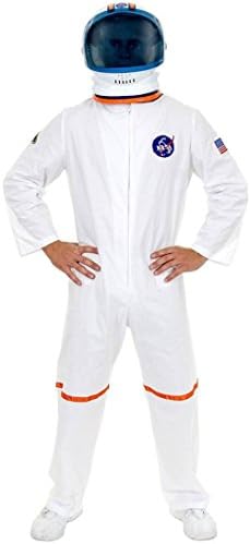 Adult Large 42-44 White NASA Astronaut Space Suit Costume And Helmet Bundle