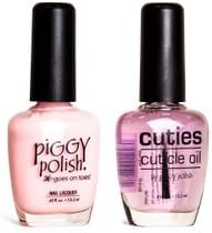 Piggy Polish 2 pk, Light Pink &amp; Cuticle Oil, Healthy, Good Ingredients.5 oz bottles