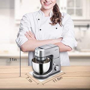 Geek Chef Mini 4-in-1 Stand Mixer: Multi-function, 2.6 Quart Stainless Steel Bowl, 7 Speeds with pulse, Die-cast Tilt Head. Includes Pouring Shield, Beater, Whisk and Dough Hook (Silver). - Thumbnail 4