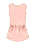 Allegra K Women Round Neck Cut Out Back Romper Summer Jumpsuit Pale XS Pink