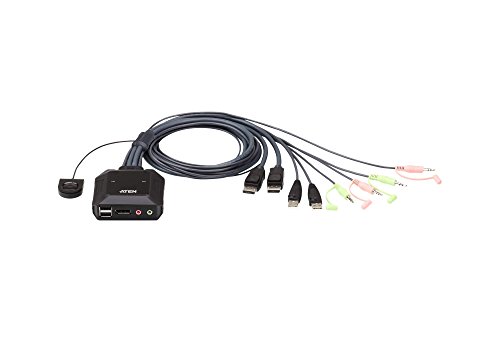 ATEN CS22DP 2-Port USB DisplayPort KVM Switch schwarz
