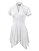 WT1120 Womens Cross V Neck Short Sleeve Empire Line Panel Tunic Top XXL White