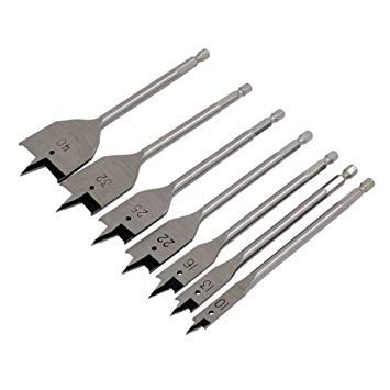 Neilsen CT1799 7pc Flat Wood Drill Bits Set – High-Speed Steel, 150mm Length, 1/4" Hex Shaft, Sizes: 10mm to 40mm