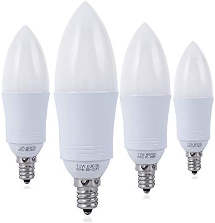 YRLighting E12 LED Bulbs, 100 Watt Equivalent LED Candelabra Bulb, 12 Watt Candle Base LED Chandelier Light Bulbs, Daylight White 6000K LED Lamp Bulbs, 1200 Lumen, 4 Pack