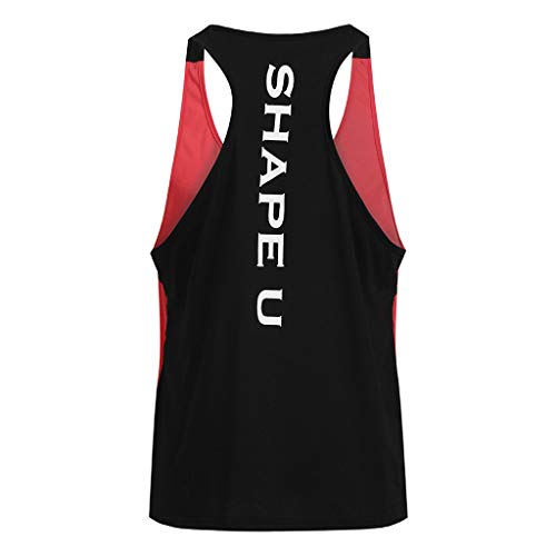 Ximandi Men's Sleeveless Tank Top Tee Shirt Bodybuilding Sport Fitness Vest Red