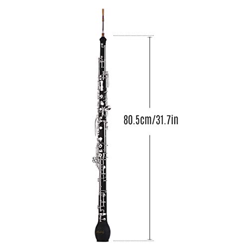 English Horn Alto Oboe,Muslady English Horn Alto Oboe F Key Synthetic Wood Body with Reed Gloves Cleaning Cloth Case Carry Mini Screwdriver