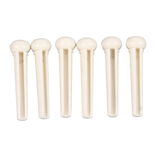 Keenso 6Pcs Bone Bridge Pins Pegs, Acoustic Guitar Bridge Pins White Bone Bridge Pins Inlaid for Guitar Bridges (White)