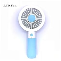 Mini Portable Fan,Handheld Fan with LED - Personal USB Rechargeable Fan Electric Fan for Office Room Outdoor Household Traveling (Blue)