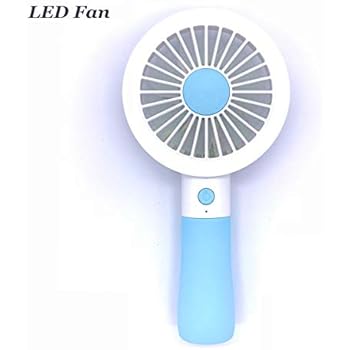 Mini Portable Fan,Handheld Fan with LED - Personal USB Rechargeable Fan Electric Fan for Office Room Outdoor Household Traveling (Blue)