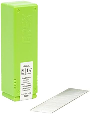 GREX H8/32L 21 Gauge 1-1/4-Inch Length Galvanized Brad Nails (5,000 per Box), 1-1/4"