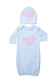 Unique Baby Baby-Girls Heart Design Baby Gown and Matching Cap