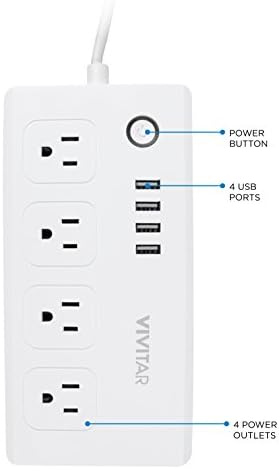Vivitar Smart Home Power Strip, Multi Plug with 4 USB Ports (HA-1007)