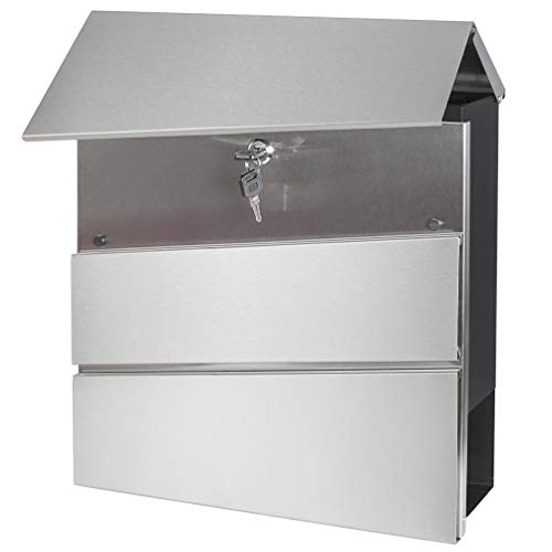 Stainless Steel Mailboxes with Key Lock, Wall Mounted Large Capacity